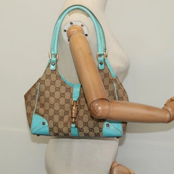 GUCCI GG Canvas New Jackie Shoulder Bag Beige Gold 124409 Auth EC820 - Picture 3 of 16